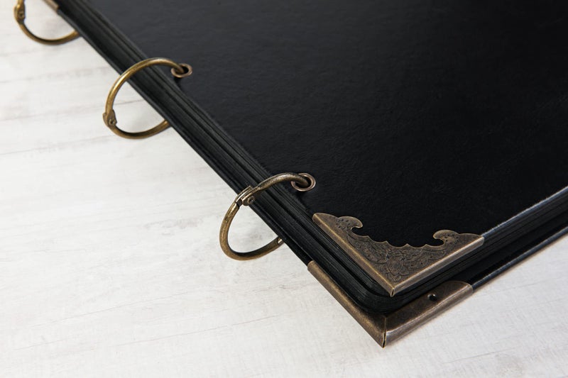 potricher 10 x 10 Inch Leather Hardcover 80 Pages DIY Scrapbook Photo Album Blank Craft Paper Wedding Anniversary Family Photo Scrapbook Album (Black, 10 x 10 Inch) - Image 4
